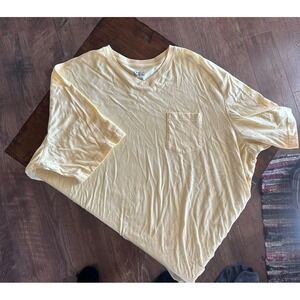 Croft & Barrow Mens 3XL Tall Pale Yellow V-Neck Pocket T-Shirt Extra Soft Tee